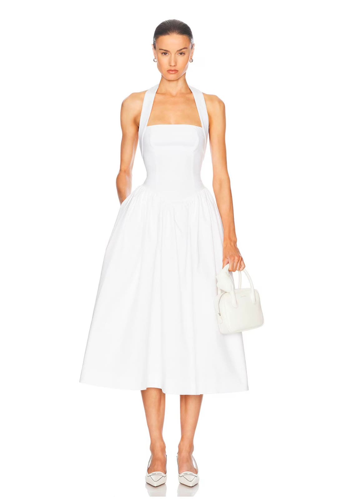 Faille Halter Midi Dress